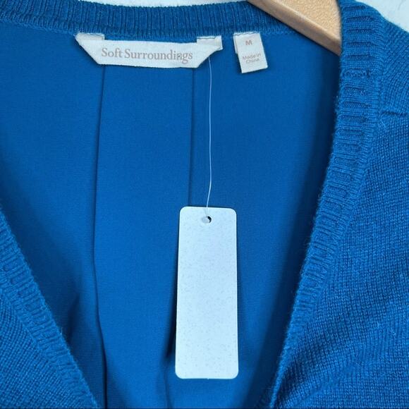 Soft Surroundings Sirena blue rib knit split back pullover tunic sweater M NEW - Picture 6 of 8
